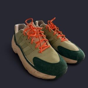 Adidas Men's Olive and Neon Orange Sneakers